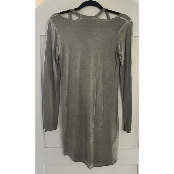 ULTRA FLIRT Long Gray Boho Top Long Sleeve Stretch Cage Neck Rayon Blend Size S - Picture 2 of 4